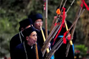 Miao people playing lusheng