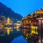 Lantern-lit Fenghuang Ancient Town at night
