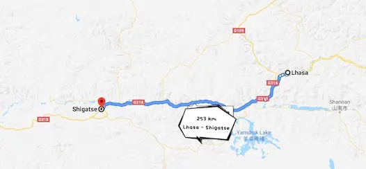 Lhasa Shigatse railway distance