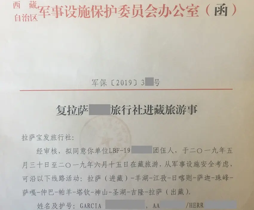 Tibet military permit