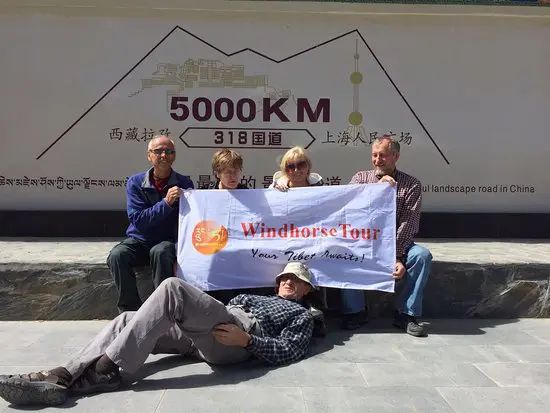 WindhorseTour travelers at their private tour to Everest Base Camp - travel with friends to Tibet