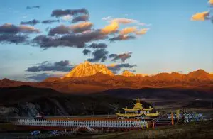 Tagong Monastery with Mount Yala (5,820 m) in the background, Sichuan–Tibet Highway G318