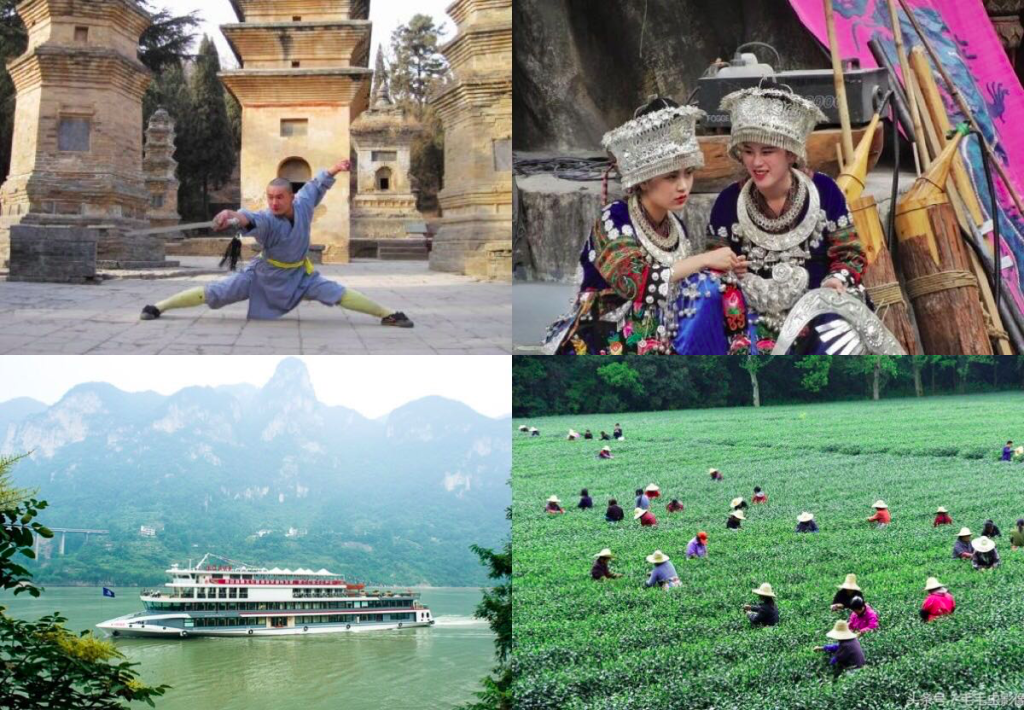 April travel in China with Luoyang shaolin kungfu, Kaili minority villages, Yangtze River cruise, and Hangzhou tea leaves picking
