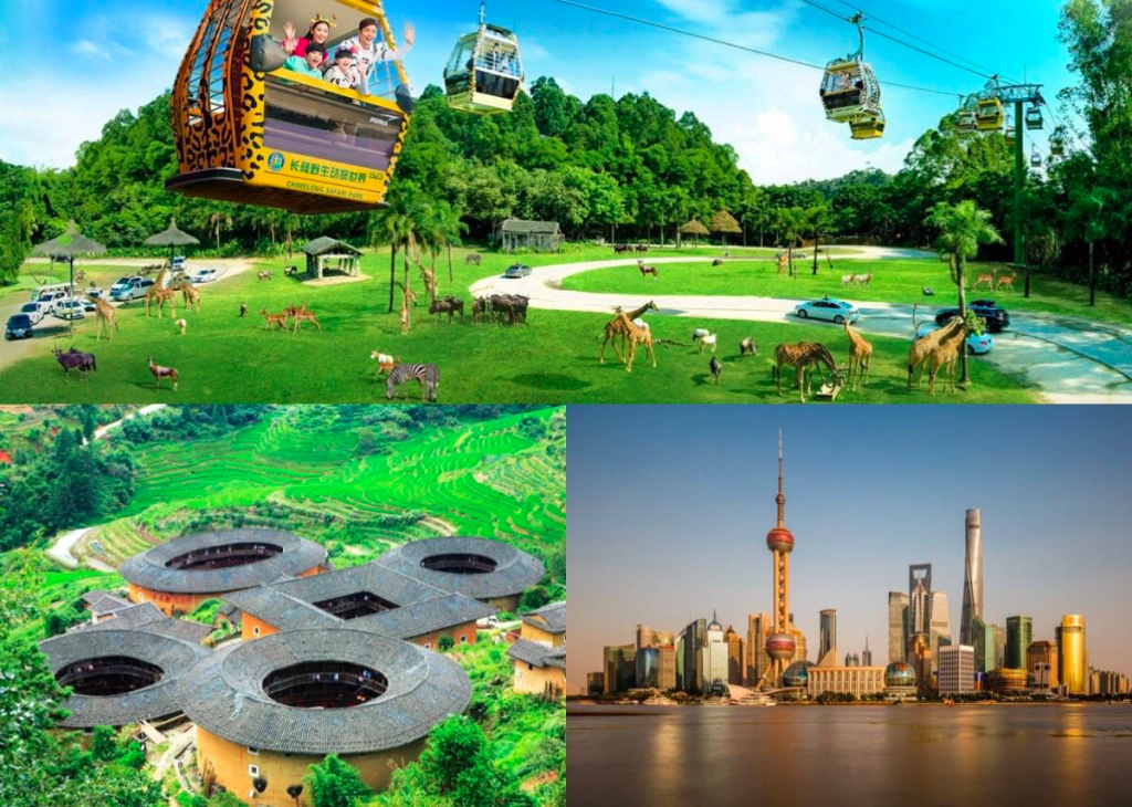 Travel China in November with  Guangzhou Chimelong Safari Park, Xiamen Tulou, Shanghai skyline