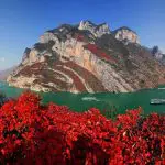 Wu Gorge fall leaves of Yangtze River