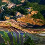 Bird view of Guizhou Jiabang Rice Terrace