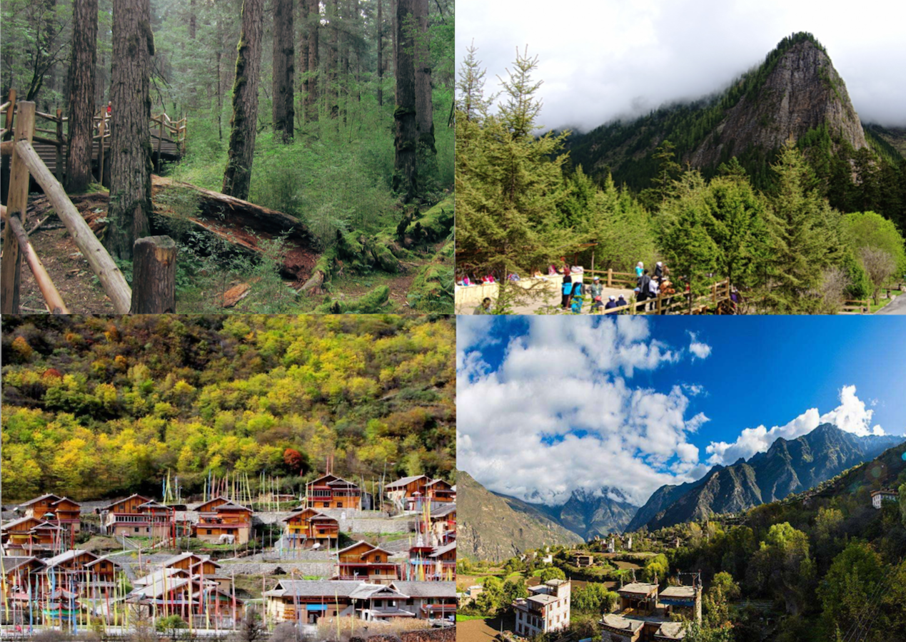 Virgin forests and Tibetan villages at Jiuzhaigou park