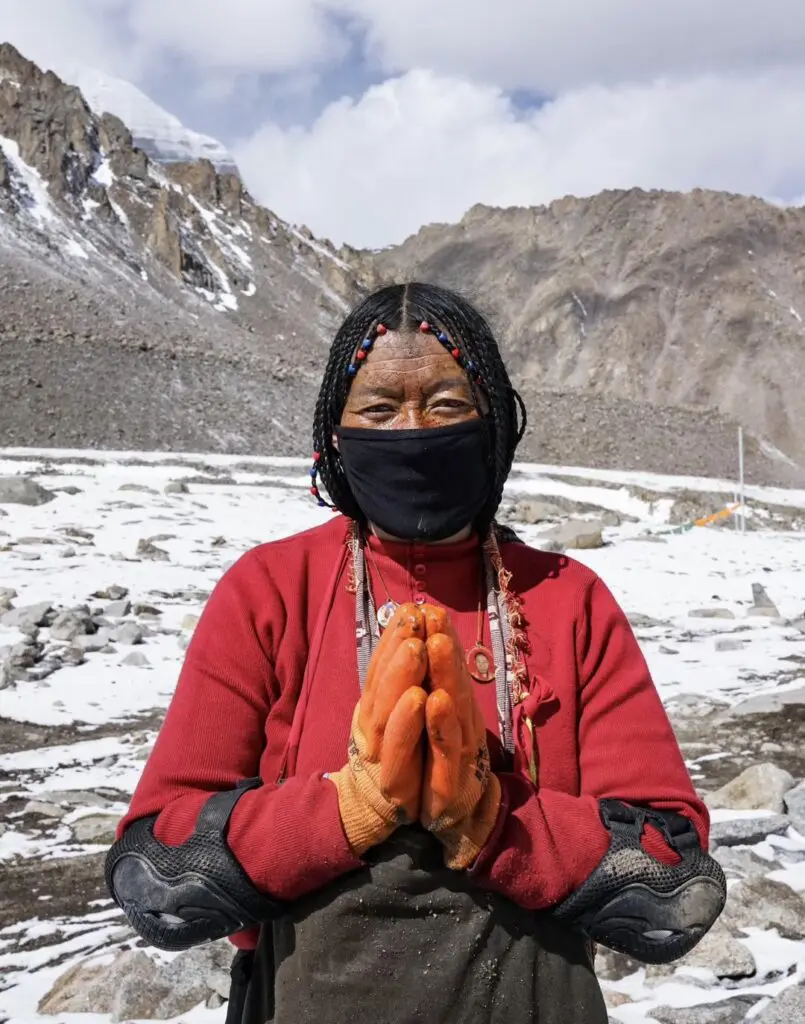 Tibetan pilgrim on Mount Kailash Kora