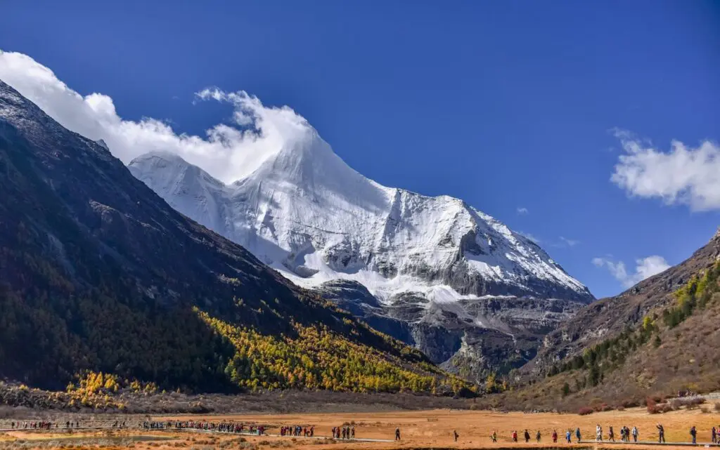 Autumn view of Luorong Pasture in Daocheng Yading Nature Reserve