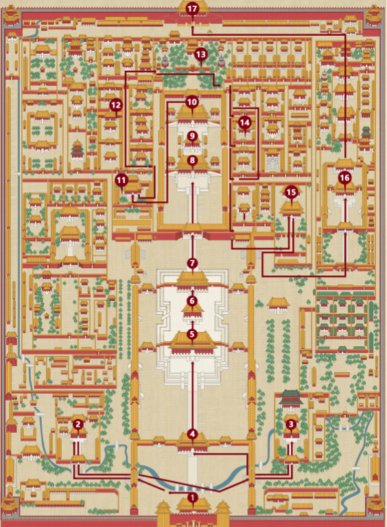 In-depth visiting route at Forbidden city