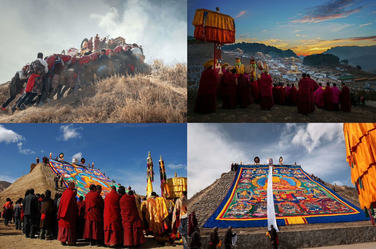 Thangka display at Gomar monastery during Monlam festival