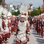 Miao girls procession at Sisters’ Meal festival