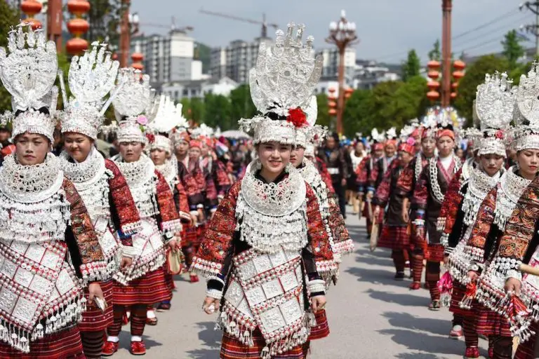 Miao girls procession at Sisters’ Meal festival