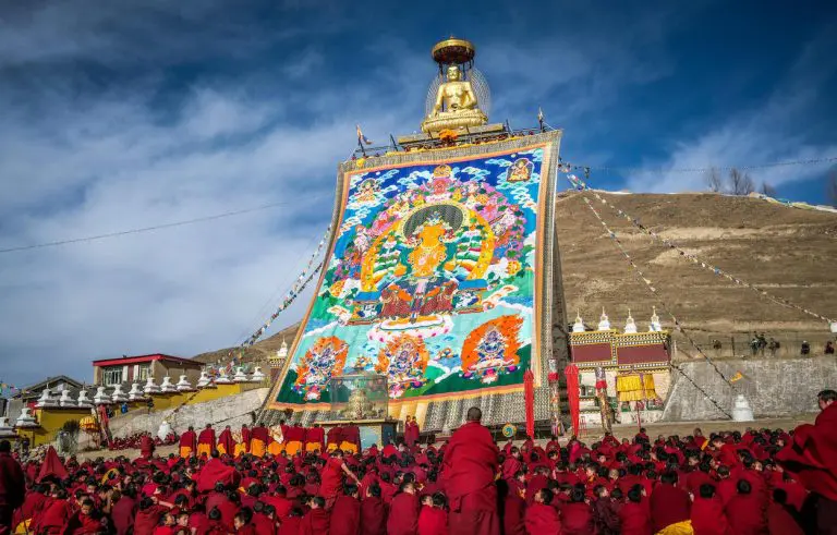 Giant Thangka display at Kirti monastery
