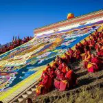 Lamas during Monlam festival at Langmusi Kirti monastery