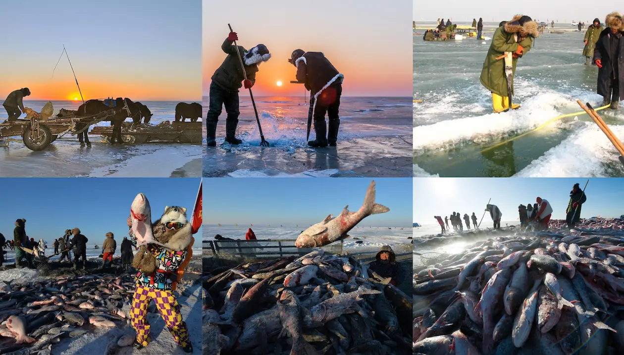 Winter fishing activities in Northeast China
