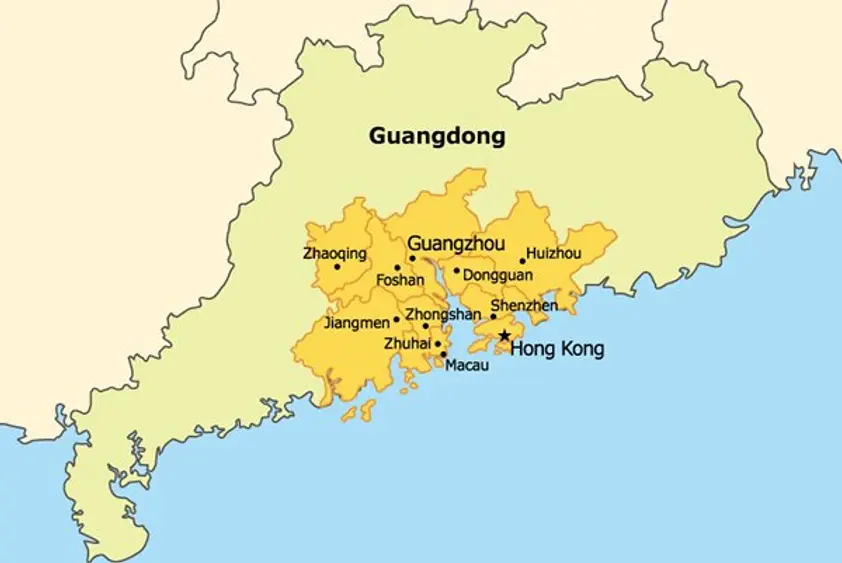 china Pearl River Delta map - plan your 6 day visa free trip