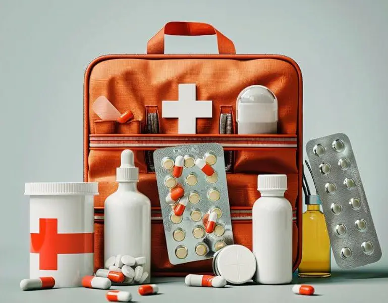 pack Prescription medications and basic first aid kit