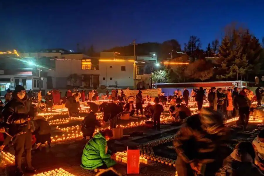 Tsongkhapa Butter Lamp Festival at Lhasa in winter tibet