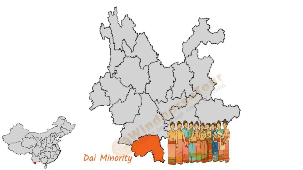 Dai Minority in Yunnan map