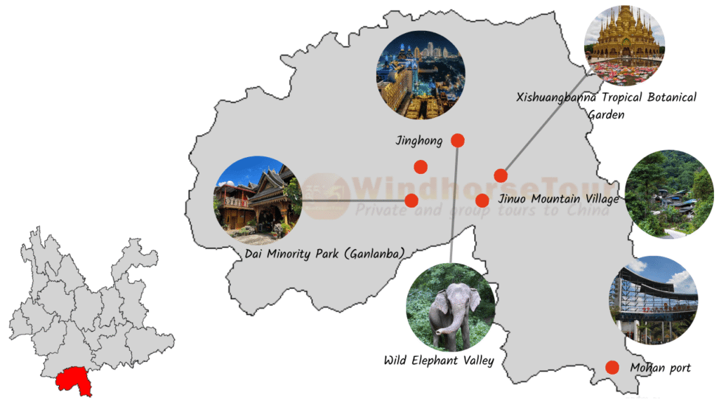 Xishuangbanna Attraction Map