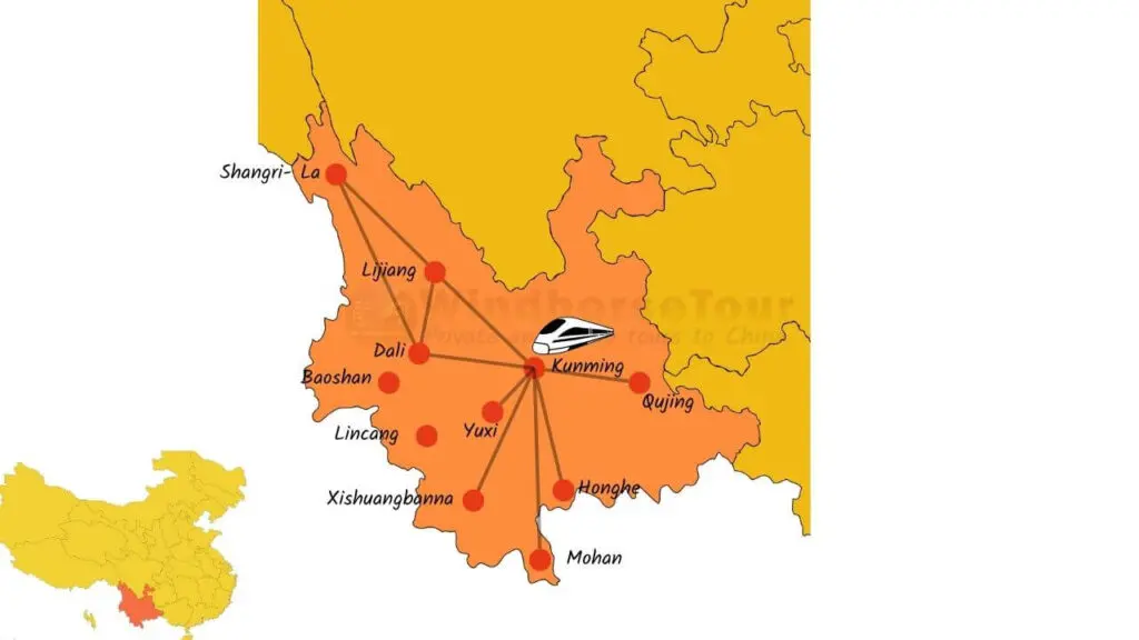Yunan high speed train map