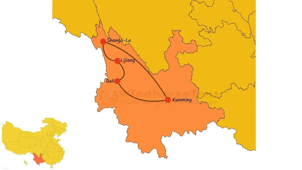 Yunnan Highlight tour map
