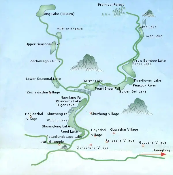 Jiuzhaigou map Y shape