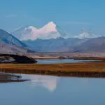 Panoramic view of Mount Everest at Dinggye Xilin Viewpoint in Tibet