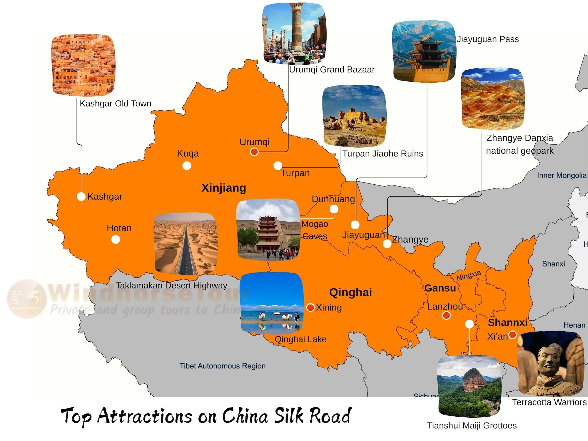 China Silk Road top attractions map