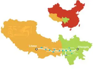 Sichuan-Tibet highway southern route G318 map