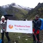 WindhorseTour Travelers Cristina and Luigi on the Ganden to Samye Trek, Tibet