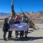 WindhorseTour staff with travelers at Yarlung Valley on the way to Samye Monastery