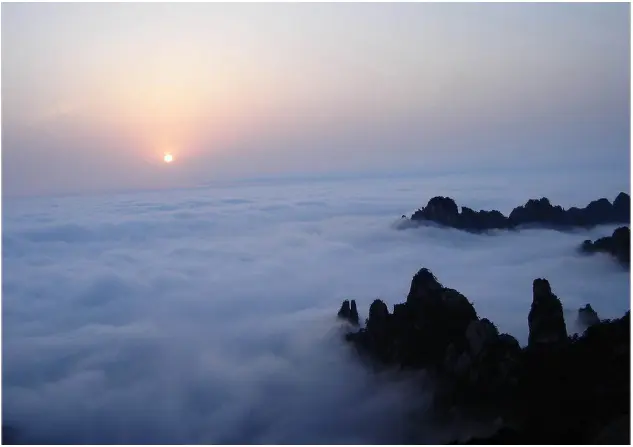 Sunrise and Clouds Seas at Mount Huangshan