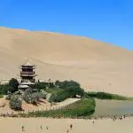 Crescent Lake Oasis Wraps Around Dunhuang on the Silk Road