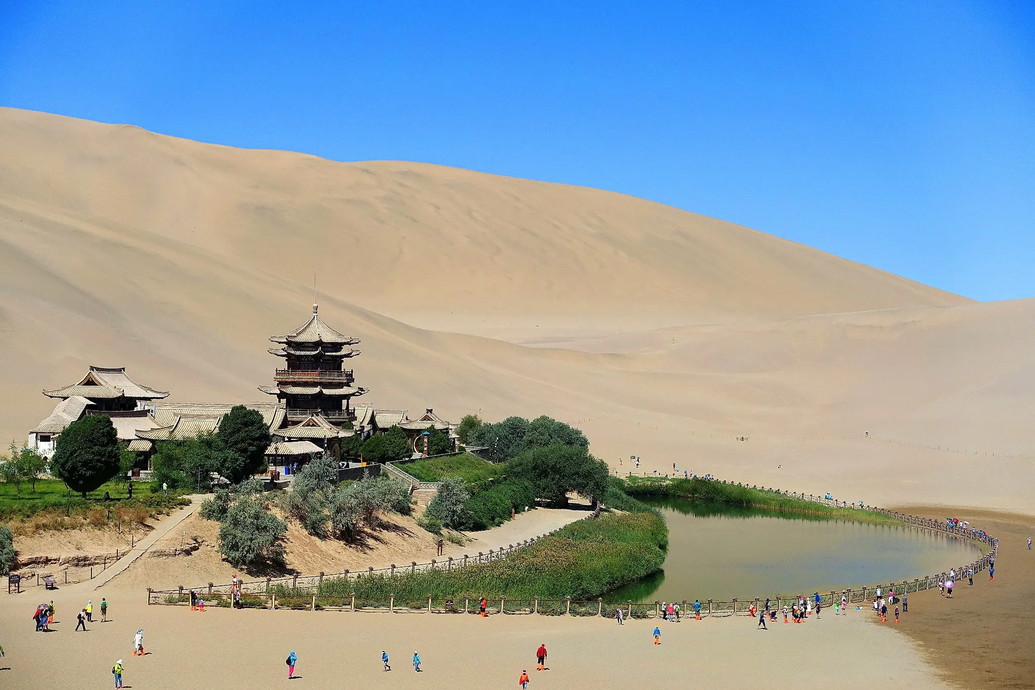 Crescent Lake Oasis Wraps Around Dunhuang on the Silk Road
