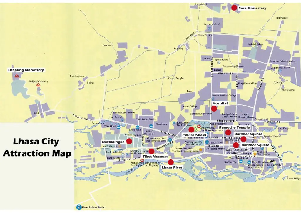 Lhasa Attraction Map
