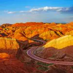 Stunning Sunset Over Rainbow Mountain in Zhangye