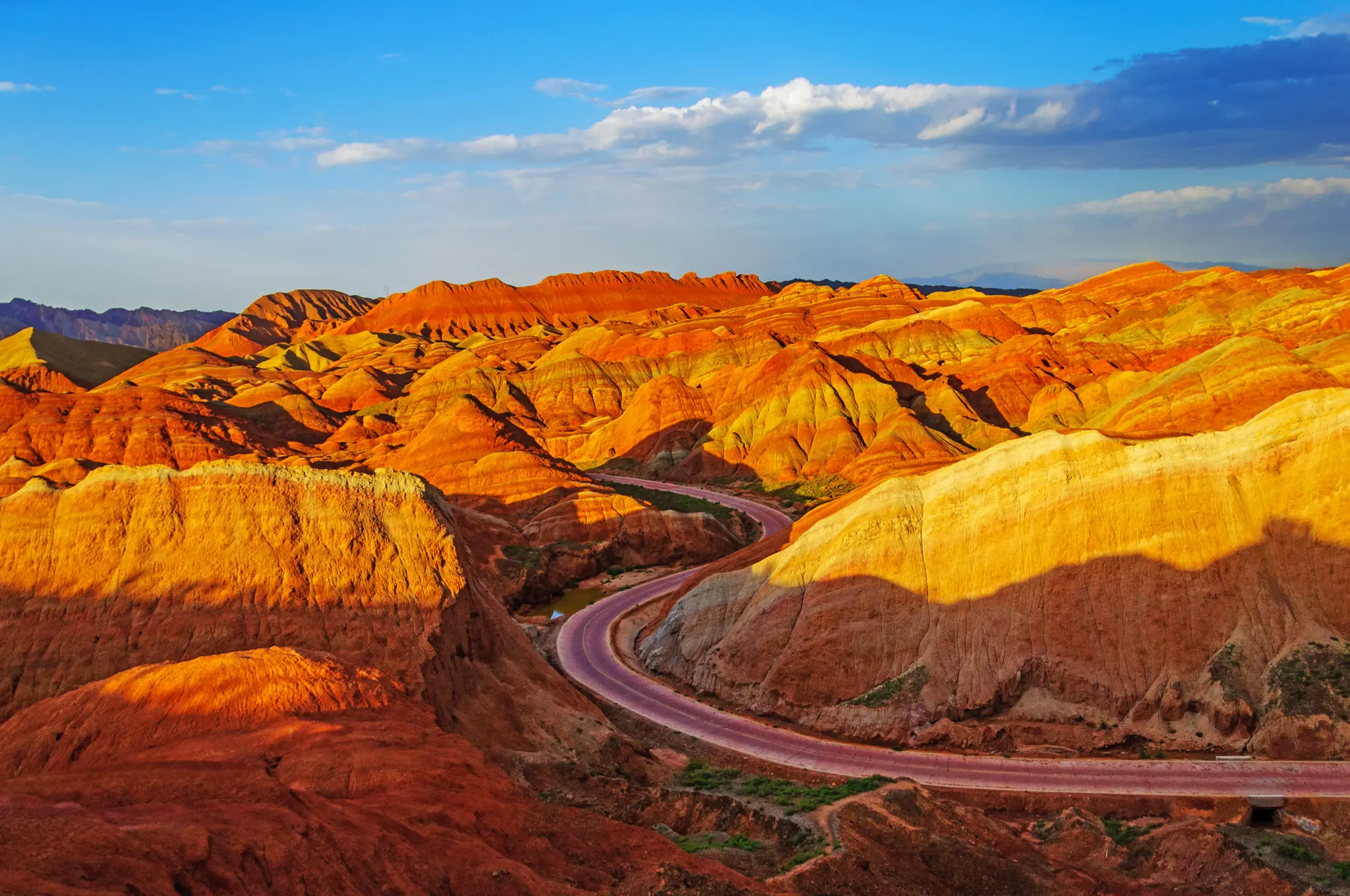 Stunning Sunset Over Rainbow Mountain in Zhangye