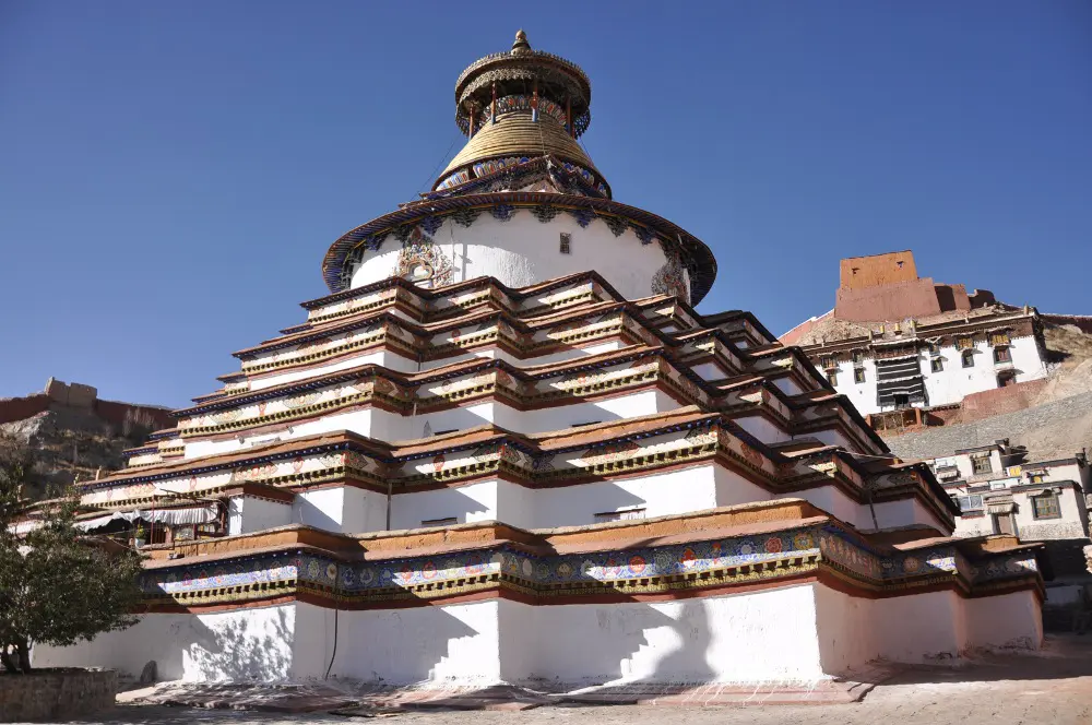 Kumbum Stupa at Pelkor Chode monastery in Gyantse, a unique Buddhist monument with hundreds of chapels in Tibet