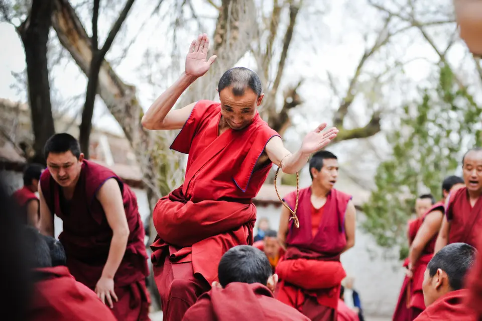 Monks debating at Sera monastery