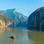 The Yangtze Cruise Riverboat Among the Beautiful Cliffsides