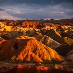 Stunning view of Sunset over the Zhangye Danxia Landform