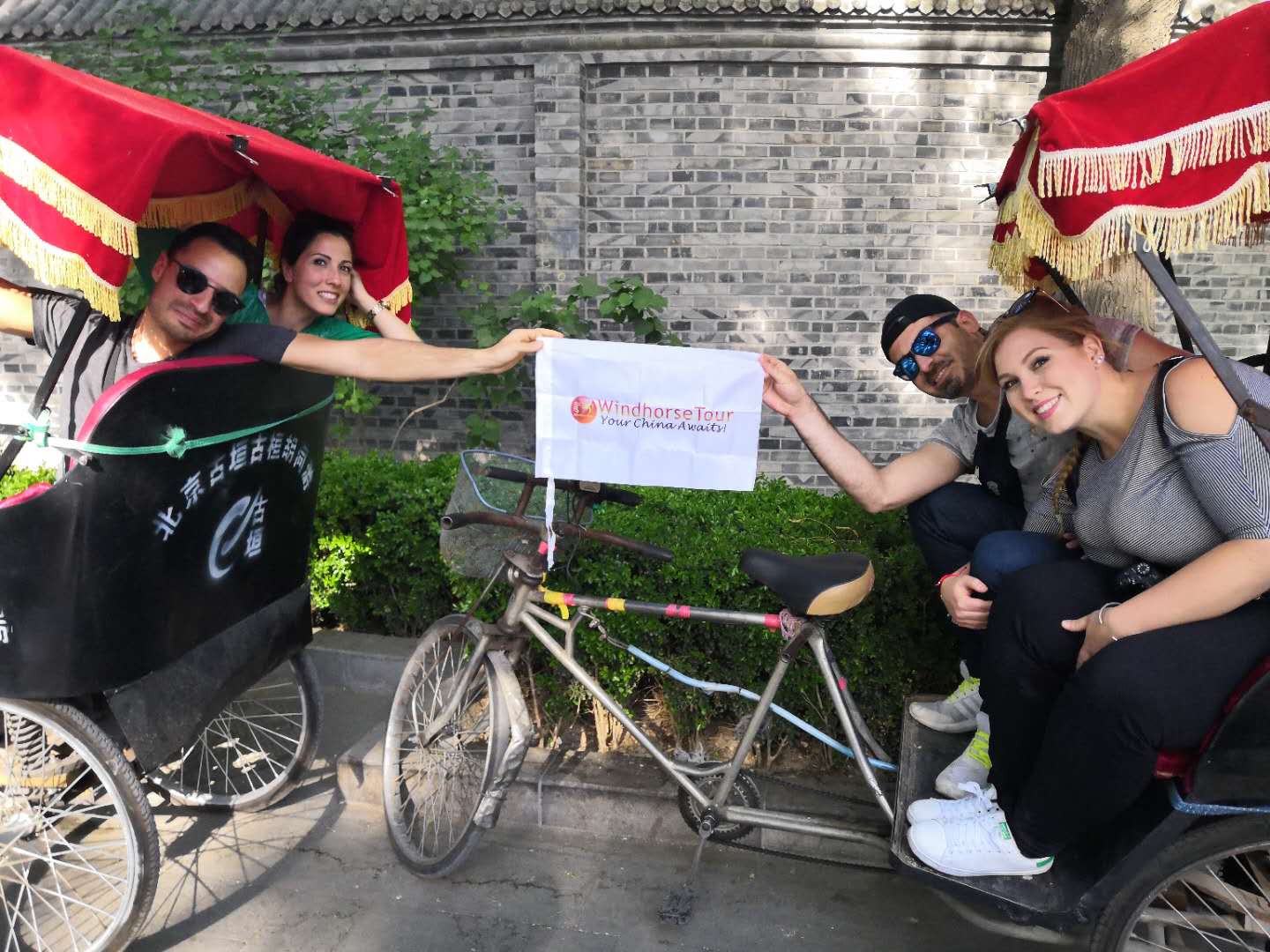 WindhorseTour Guests on Hutong Rickshaw Ride
