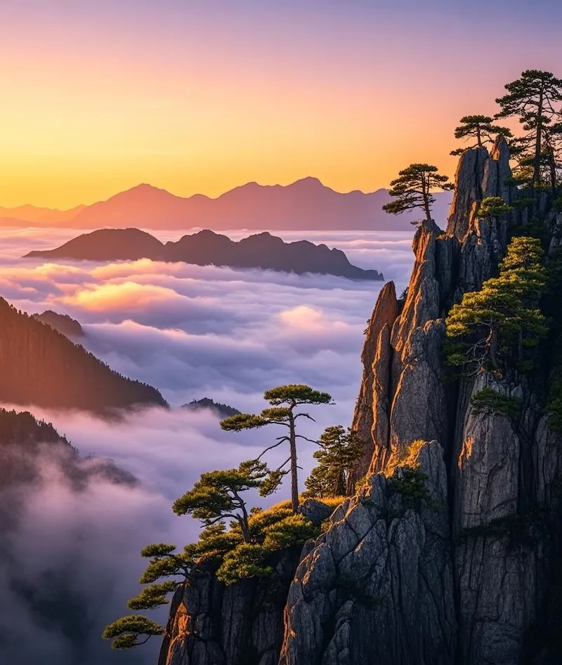 Sunrise at Mount Huangshan China