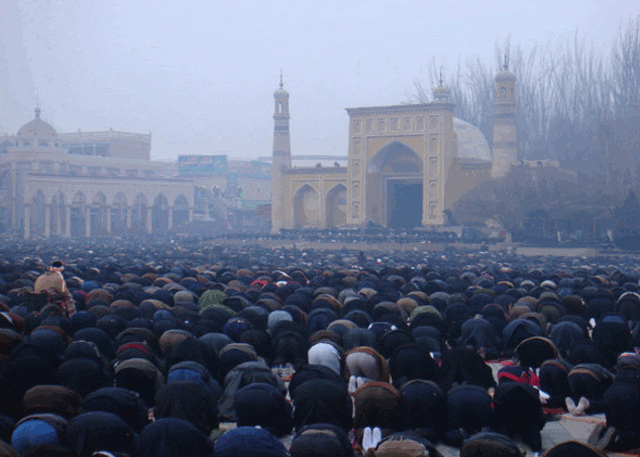 People Praying in Id Kah Mosque