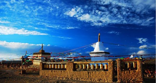 White Stupa in Chiu monastery near Lake Manasarovar