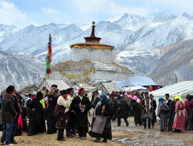 Local pilgrims at Reting monastery Tibet