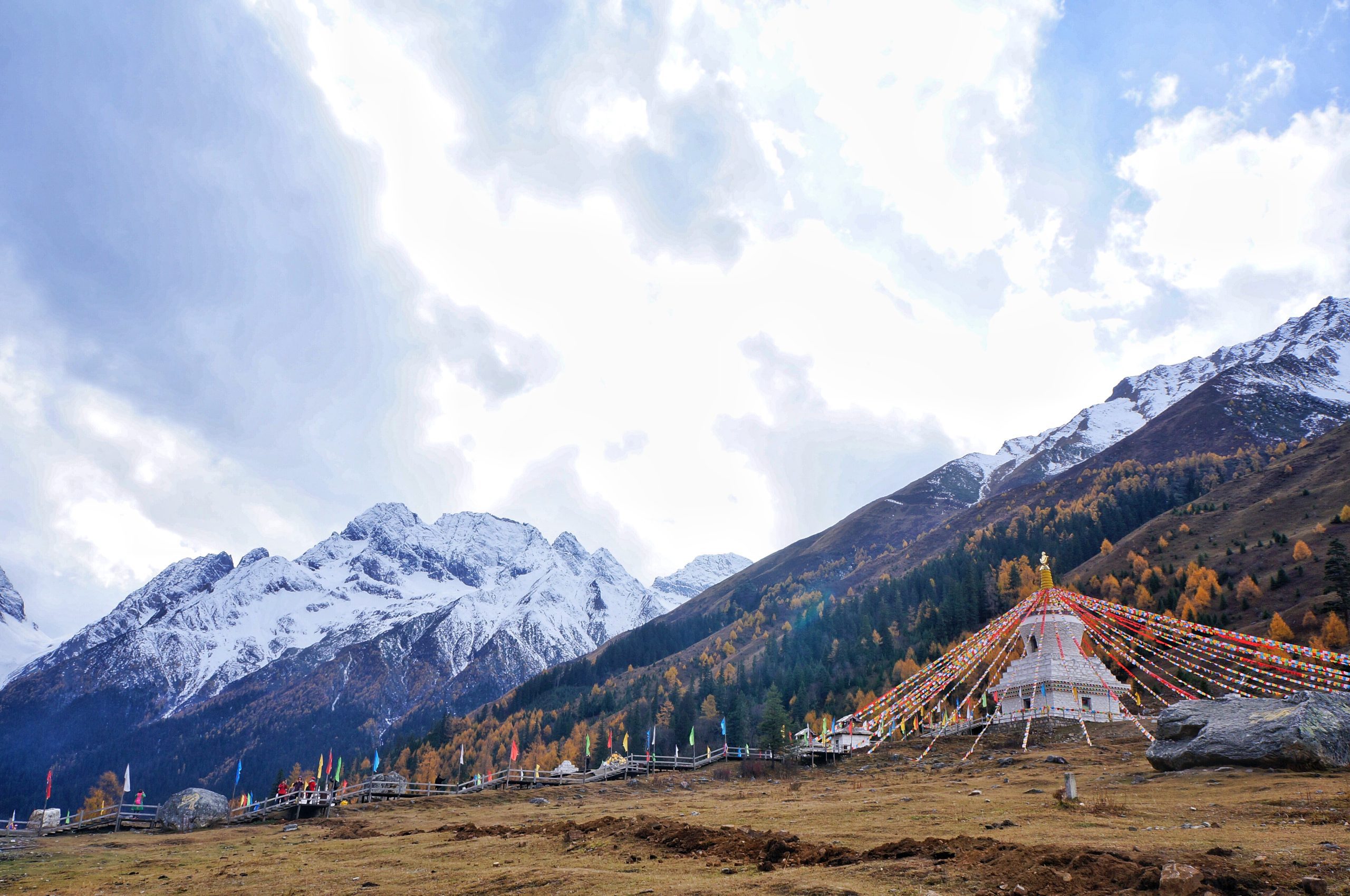 White pagoda in Shuangqiao valley Mt Siguniang