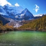 Mt. Xiannairi and pearl lake in Yading Daocheng